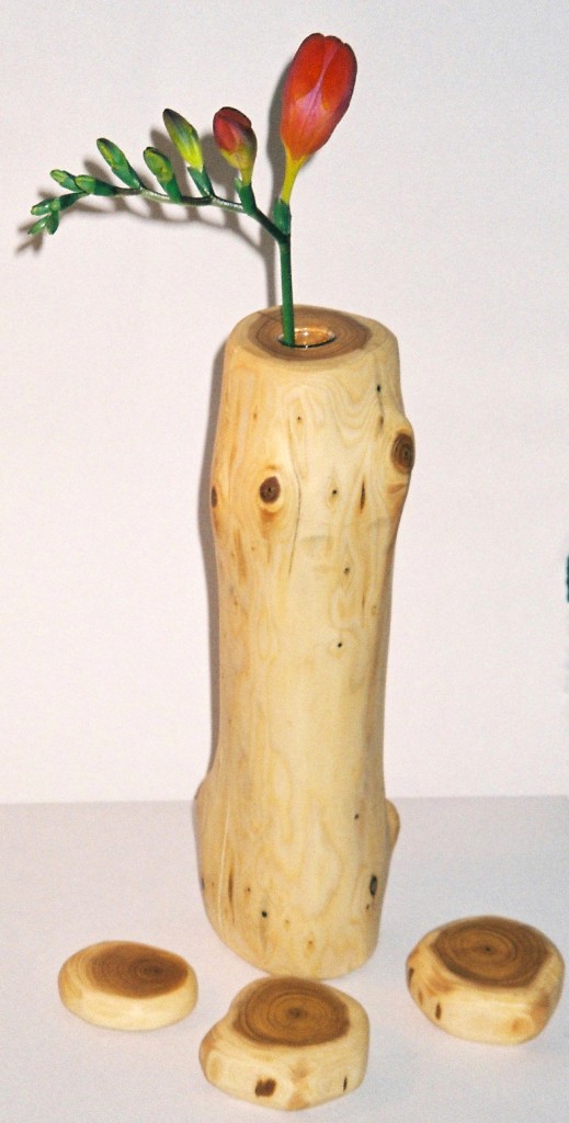 Vase und Handschmeichler aus Lebensbaum