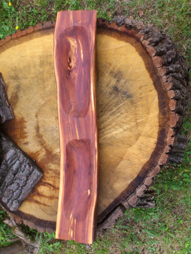 Doppelschale aus Kirschholz, 78 cm lang, 7 cm hoch