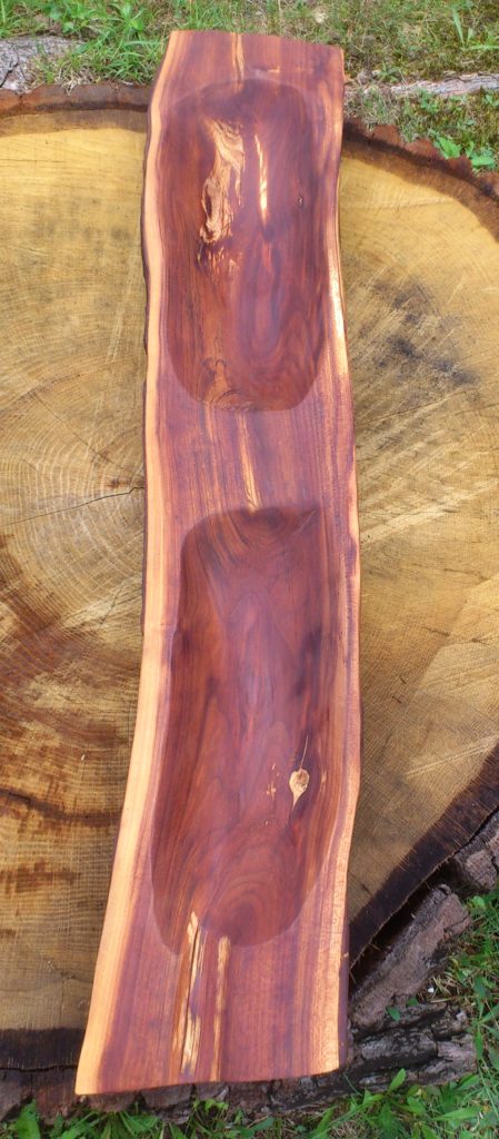 Doppelschale aus Kirschholz, 78 cm lang, 7 cm hoch