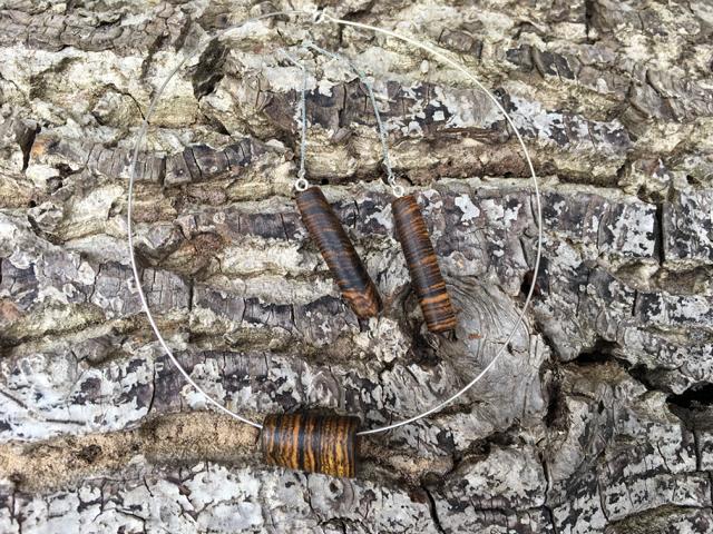 Halsreif und Ohrkettchen (925-er-Sterling-Silber) aus Bocote