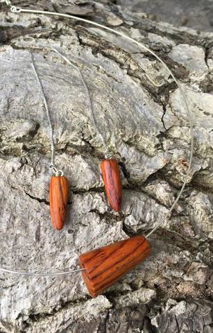 Halsreif mit Ohrkettchen (925-er-Sterling-Silber) aus Cocobolo
