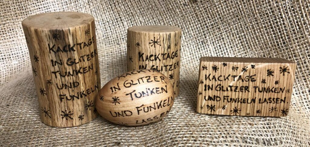 Spruch auf Eichen-/Kirschholz